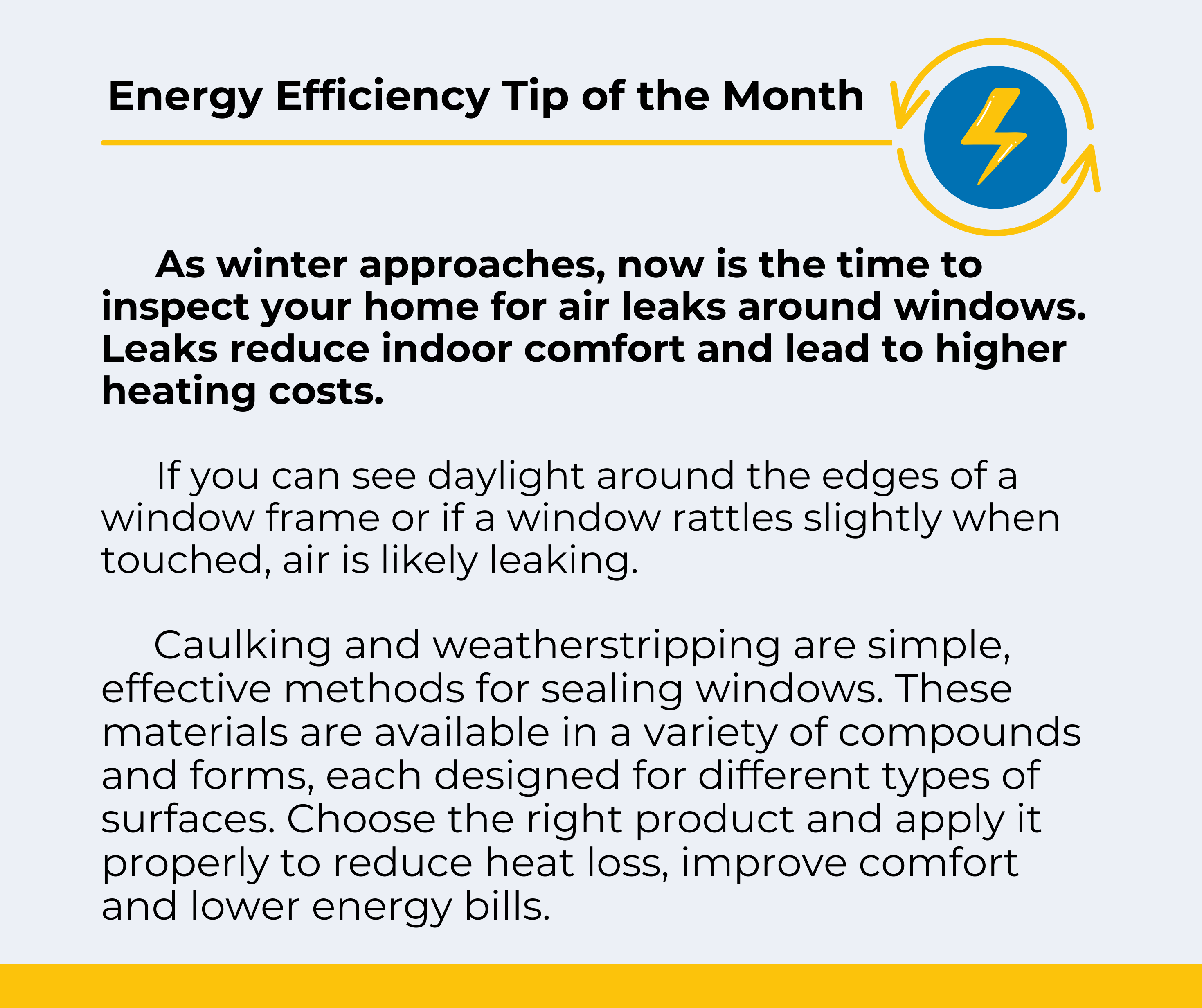 Energy Efficiency Tip of the Month